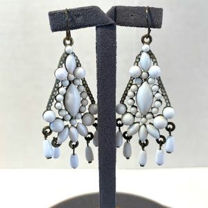 White beaded pierced earrings